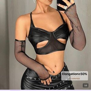 SHEIN Black Mesh Cutout Bra Top